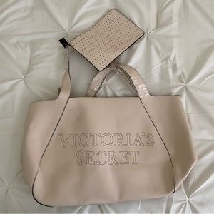 NWT Victoria Secret Beige Tote with Matching Wristlet Wallet